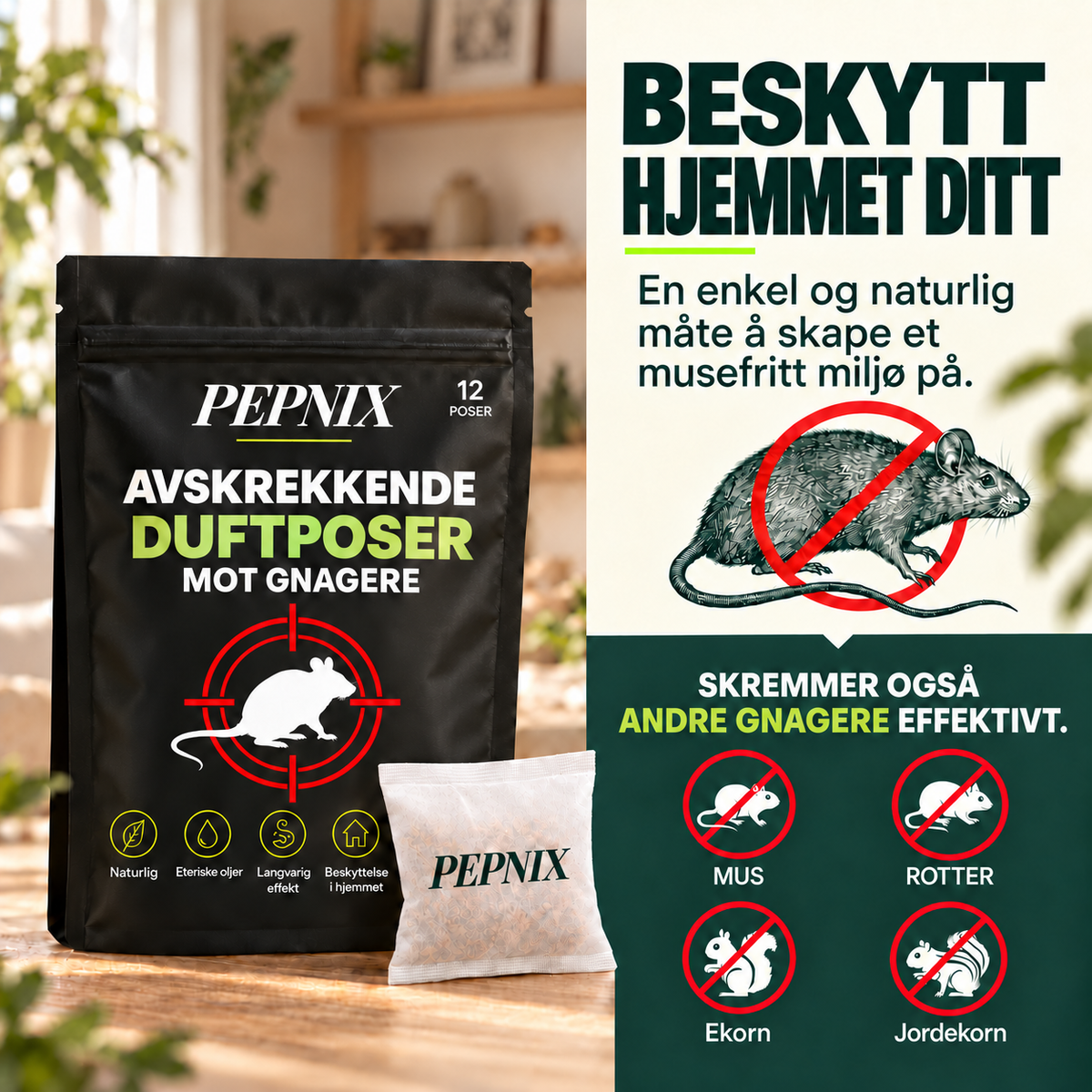 Pepnix duftposer mot gnagere