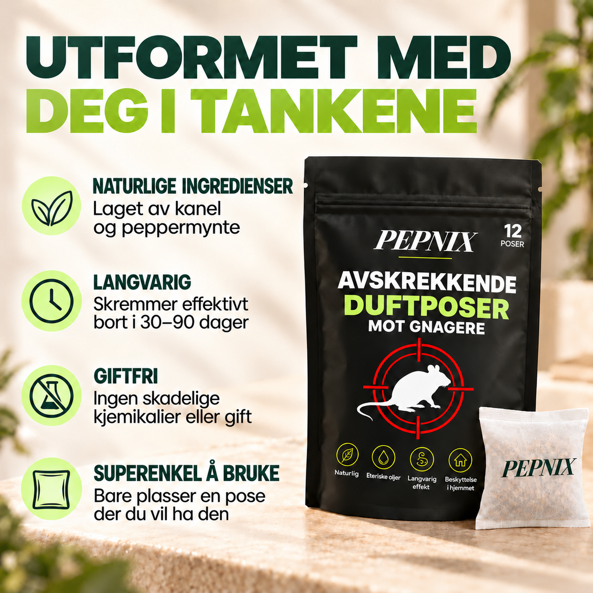 Pepnix duftposer mot gnagere
