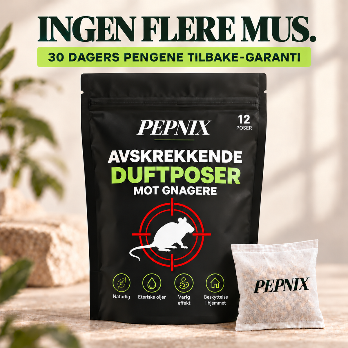 Duftposer mot gnagere i Pepnix-emballasje